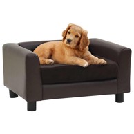 Sofa za pse, 60 x 43 x 30 cm, pliš i umjetna koža, crna