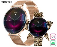 FOREVER Pametni sat Lucca SB-370, AMOLED, BT 5.3, Android + iOS, pozivi, IP68 + Leopard remen, Rose Gold