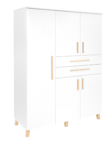 Drveni dječji ormar Classic 3V, bijeli, 186×131×53 cm