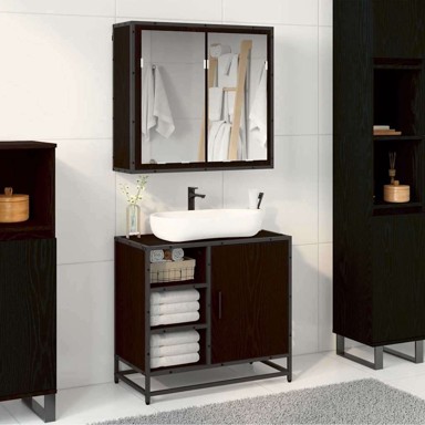 Set namještaja za kupaonicu 2 kom, 65 x 33 x 60 cm, crni hrast