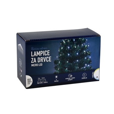 Božićne lampice 832 micro LED hladno bijela 2.6 + 5 m 8F za drvce