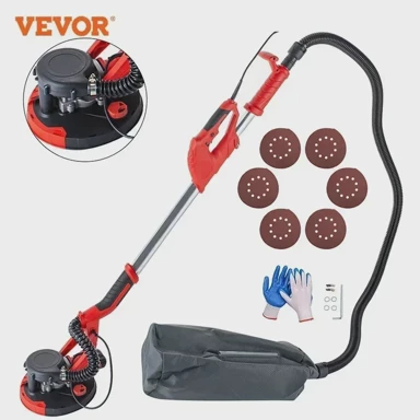 VEVOR Električna brusilica za gipsane ploče, 750 W, rastezljiva, s vrećom za prašinu, crna