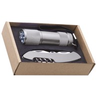 LED Ručna svjetiljka Dover 9 i nož, srebrna