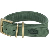 TRIXIE Ogrlica za pse Pure kožna, M–L (39–46 cm / 35 mm), sivozelena