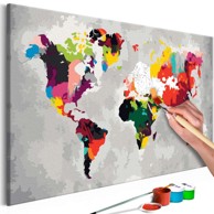 Slika za samostalno slikanje World Map (Bright Colours) 60x40