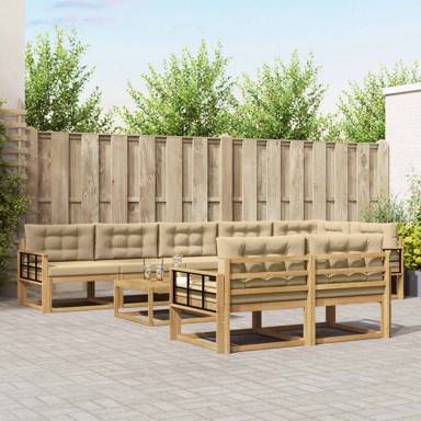 Set vanjskih sofa, 9 pcs, 79 x 79 x 37 cm, poliester, bijela i bež