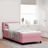 Box spring krevet 100 x 200 cm poliester, kristal s gumbima, ružičasta