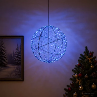 Božićni svjetleći ukras u obliku vrha, 750 LED lampica, Ø 50 x 52 cm, plavo svjetlo