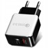 Brzi mrežni punjač QC 3.0 s pancirnim kabelom 3 u 1 za iPhone Micro USB i USB-C, bijela