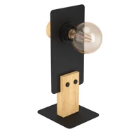 Stolna lampa Bramerton, E27, crna/smeđe drvo