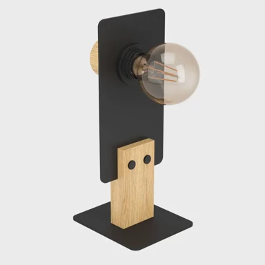 Stolna lampa Bramerton, E27, crna/smeđe drvo