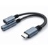 QOLTEC USB-C 2-u-1 adapter, USB-C + 3,5 mm jack, PD 15 W, 10 cm