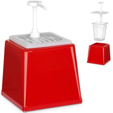 HENDI Dozator za kečap s pumpicom 2,5 l, crveni 203521