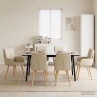 Blagovaonska stolica, 6 kom, krem tkanina, 60 x 56 x 96 cm