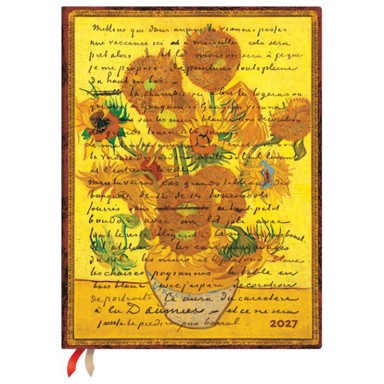 PAPERBLANKS planer tjedni 2027 Sunflowers Ultra, horizontalni, 17,5 x 23 cm, s gumicom