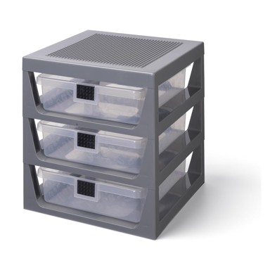 LEGO® Organizator s 3 ladice za odlaganje, sivi