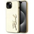 KARL LAGERFELD Wrinkled Metal Signature maskica za iPhone 15, zlatna