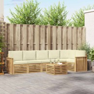 Set vanjskih sofa, 7 dijelova, 59 × 59 × 37 cm, poliester, bijela i krem