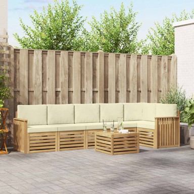 Set vanjskih sofa, 7 dijelova, 59 × 59 × 37 cm, poliester, bijela i krem
