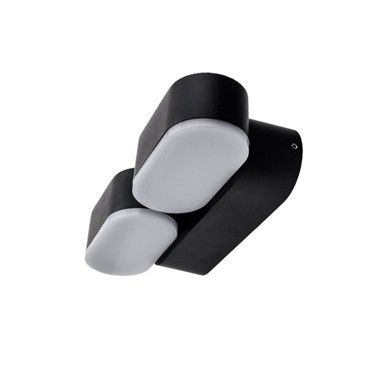 LED zidna svjetiljka, crna, Epistar chip, 2 x 6W, IP54, toplo bijela