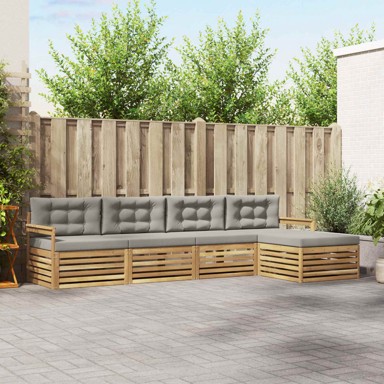 Set vanjskih sofa, 5 kom, poliester, bijelo-svjetlosiva
