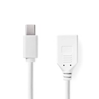 NEDIS Mini DisplayPort kabel DisplayPort 1.2 Mini DisplayPort muški DisplayPort ženski 21.6 Gbps niklani 0.20 m okrugli PVC bijeli kutija