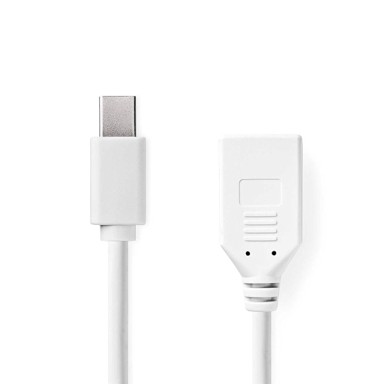 NEDIS Mini DisplayPort kabel DisplayPort 1.2 Mini DisplayPort muški DisplayPort ženski 21.6 Gbps niklani 0.20 m okrugli PVC bijeli kutija