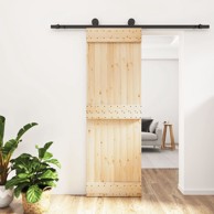 Klizna vrata s priborom za montažu 70 x 210 cm masivna borovina