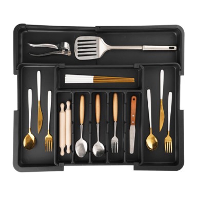 MG Podesivi organizator pribora za ladicu, FlexiSpace, 33 – 56 cm, crna