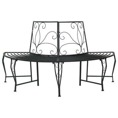 Klupa oko stabla za 4 osobe, 160 × 80 × 89 cm, čelik, crna