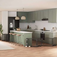 Vrata za pse s vratašcima 10 panela sklopiva 800 cm drvo topole 80 x 60 x 2 cm, crna