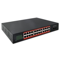 QOLTEC Mrežni preklopnik SWITCH, 24 x Gigabit Ethernet + 2 x SFP, crni