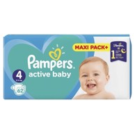 PAMPERS Pelene, Active Baby, veličina 4, 9–14 kg, 62 kom