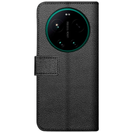 JUST IN CASE Preklopna maskica od umjetne kože za Xiaomi 17 Ultra, crna