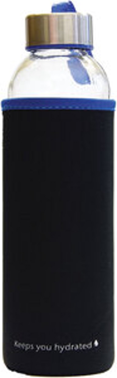 STREAM Boca za vodu staklena 500 ml, crna i plava, mutno staklo