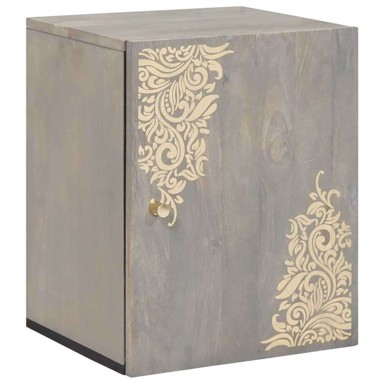 Kupaonski zidni ormarić, 38x33x48 cm, čvrsto drvo manga, siva