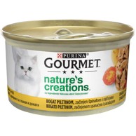 GOURMET Hrana za mačke Nature's Creation s piletinom začinjeno špinatom i rajčicom, 85 g