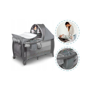 LIONELO Dječji prijenosni krevetić Sven Plus, sivi