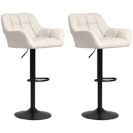Set od 2 retro barske stolice od umjetne kože i tkanine izgleda lana, 57,5 x 52,5 x 93-114 cm, krem-crne