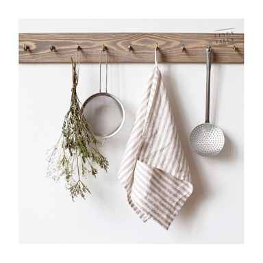 LINEN TALES Lanena kuhinjska krpa 45x65 cm Natural White Stripes