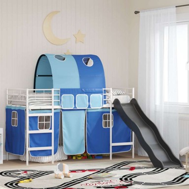Box spring krevet s madracem 90 x 190 cm, bijelo-plavi