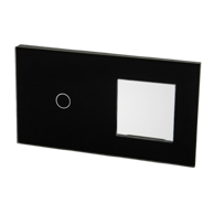 Stakleni panel za prekidač + 1 okvir za module, crni