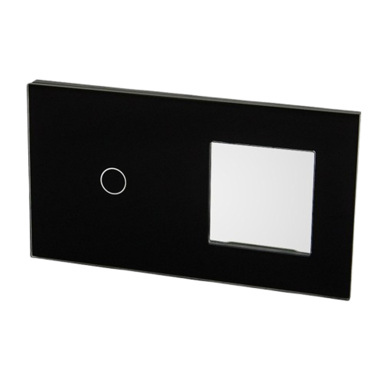 Stakleni panel za prekidač + 1 okvir za module, crni