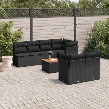 6-dijelni set vrtnih sofa s jastucima crni od poliratana