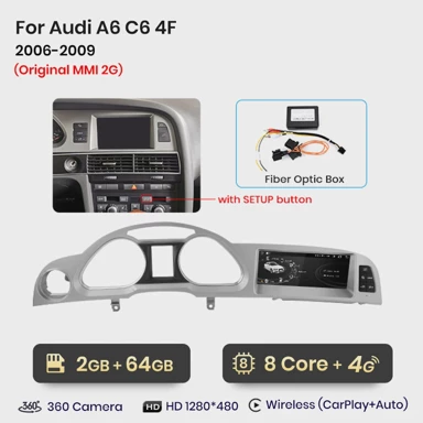 CarPlay Android Auto auto radio multimedijski sustav za Audi A6 C6 4F, 2GB, 64GB, MMI 2G