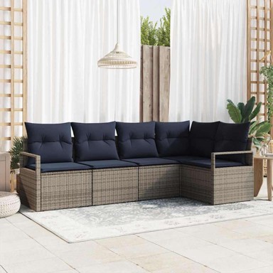 Set sofa 5 kom, poliratan, siva