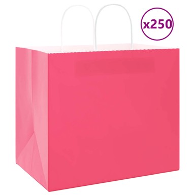Papirnate vrećice 250 kom s ručkama 32x22x28 cm, ružičaste