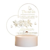 NIKCORP LED noćna lampa, 3D iluzija s natpisom za mamu, toplo bijelo svjetlo, akril