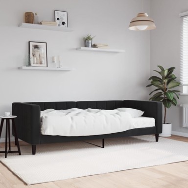 Dnevni krevet s madracem crni 90 x 200 cm baršunasti