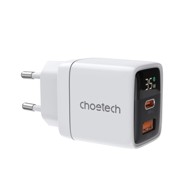CHOETECH Punjač PD6052, GaN, USB + USB-C, 35W, bijeli
